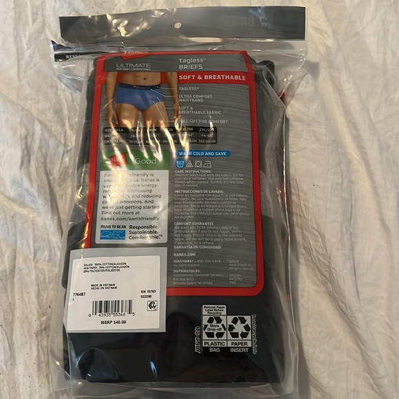 NWT Hanes Men’s Ultimate Tagless Briefs( 7 count) L 36-38 in dark tones - Picture 2 of 6